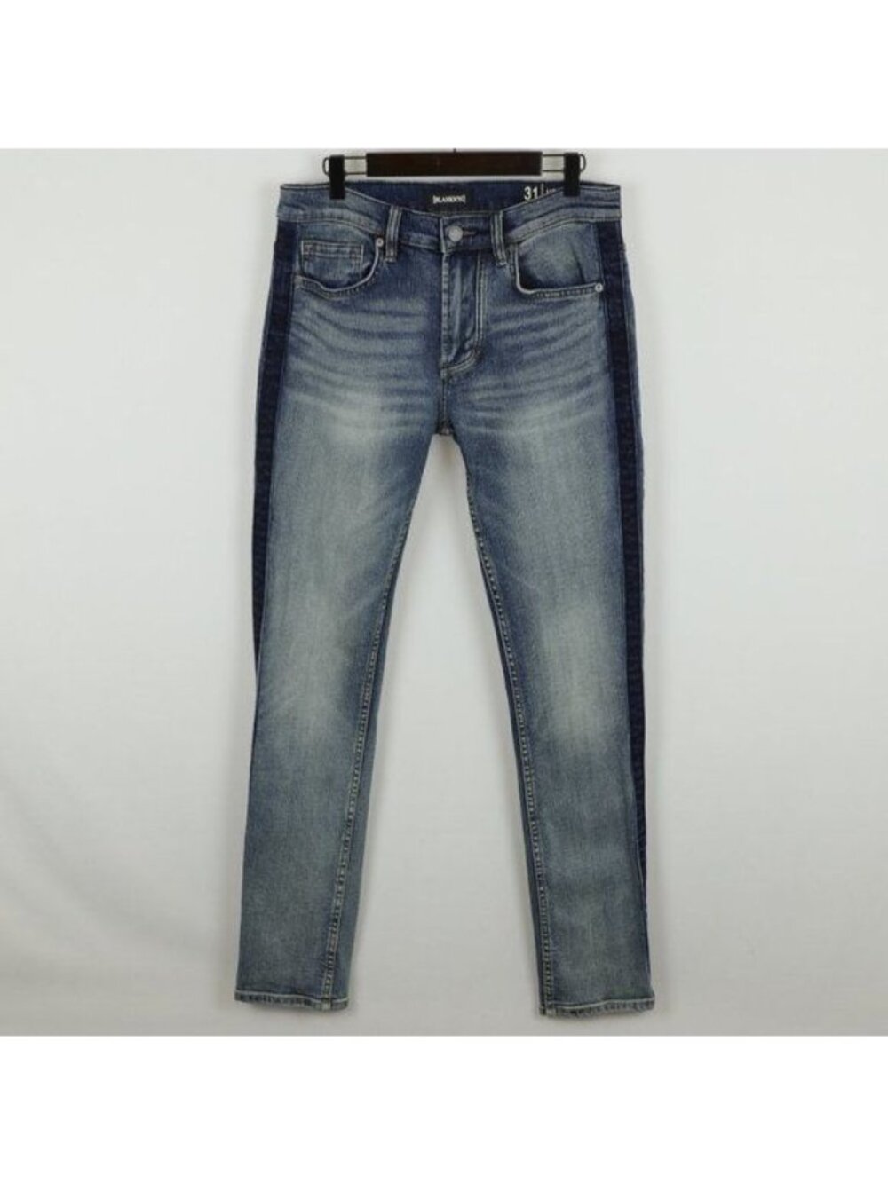 Blank NYC Horatio Men's Size 31 Blue Stretch Denim Tuxedo Stripe Skinny Jeans
